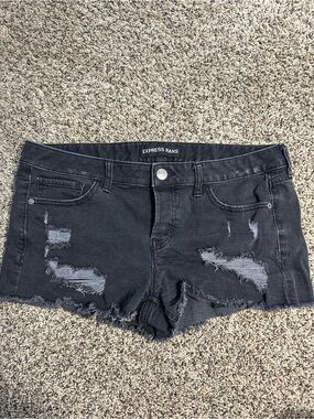 Express Black Distressed Cutoff Denim Shorts